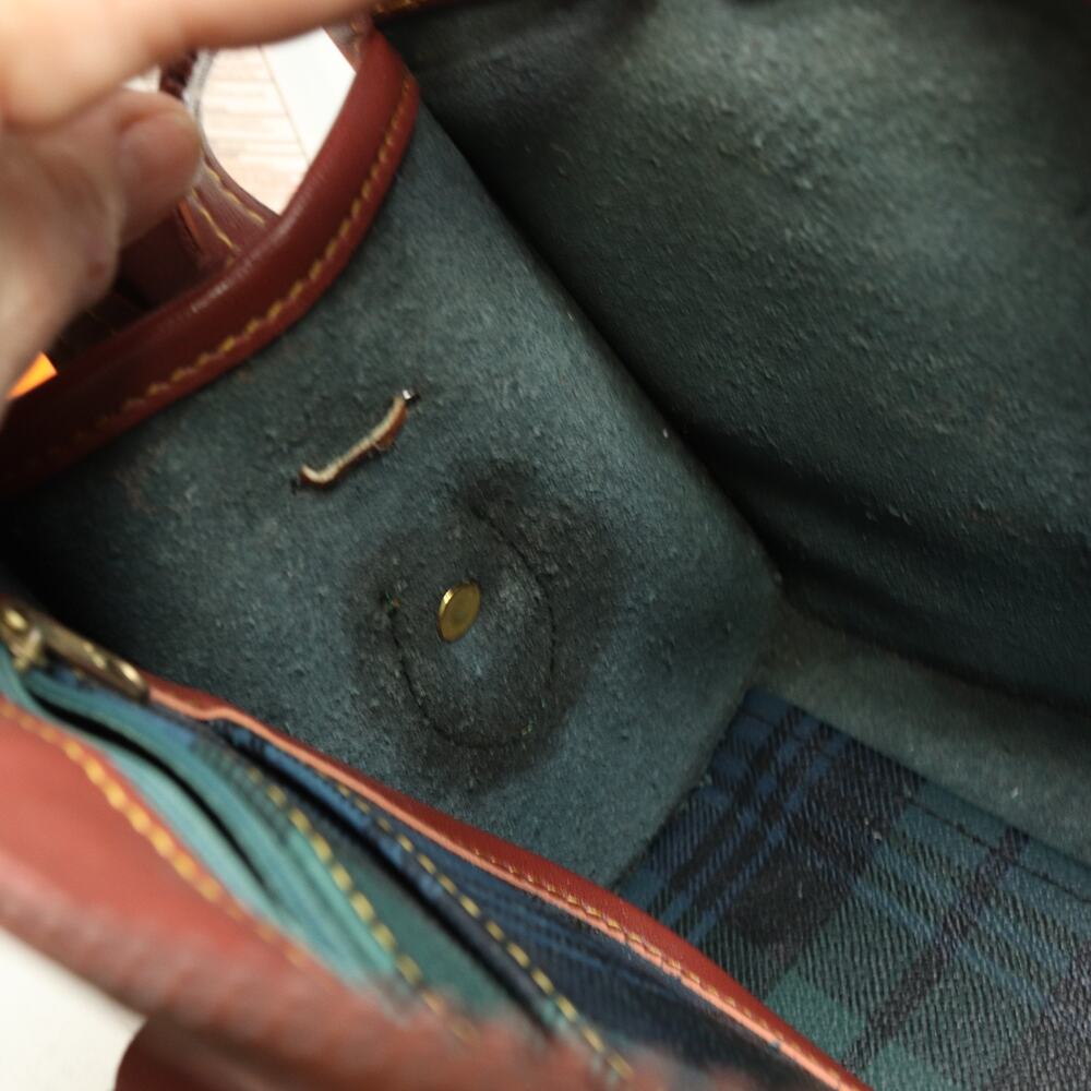Vintage Polo Ralph Lauren Plaid Boston Bag Satchel Leather Trim Top Handles - Picture 14 of 16